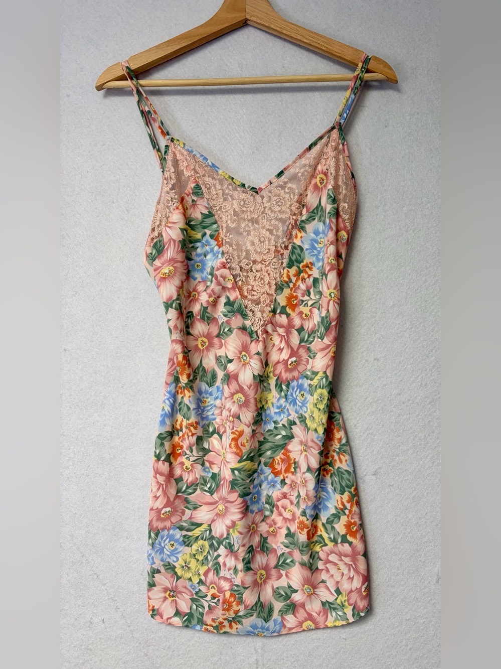 1990s Vintage Victoria’s Secret Floral Lace Back Slip Dress Cottagecore Petite